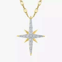 North Star (G-H / Si2 I1) Womens 1/6 CT. T.W. Lab Grown White Diamond 10K Gold Star 16 Inch Pendant Necklace