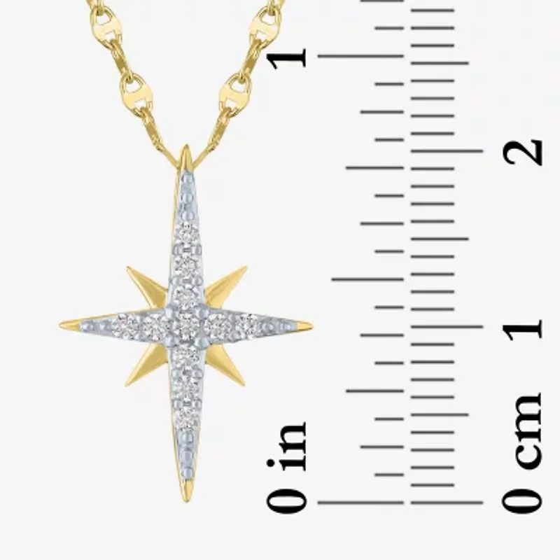 North Star (G-H / Si2 I1) Womens 1/6 CT. T.W. Lab Grown White Diamond 10K Gold Star 16 Inch Pendant Necklace
