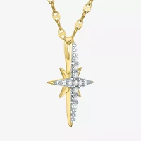 North Star (G-H / Si2 I1) Womens 1/6 CT. T.W. Lab Grown White Diamond 10K Gold Star 16 Inch Pendant Necklace