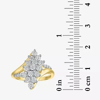 (G-H/Si2-I1) Womens 1 CT. T.W. Lab Grown White Diamond 10K Gold Marquise Cluster Cocktail Ring
