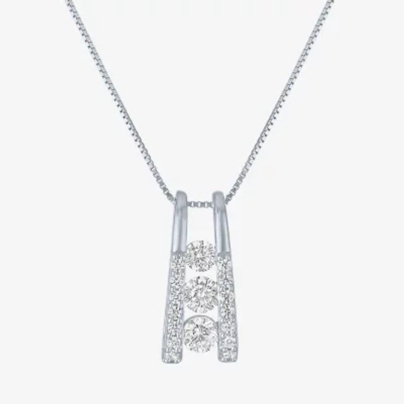 (G-H / Si2 - I1) Womens 1/3 CT. T.W. Lab Grown White Diamond 10K White Gold 16 Inch Pendant Necklace