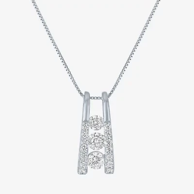 (G-H / Si2 - I1) Womens 1/3 CT. T.W. Lab Grown White Diamond 10K White Gold 16 Inch Pendant Necklace