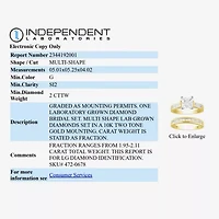 (G / Si2) Womens 2 CT. T.W. Lab Grown White Diamond 10K Two Tone Gold Side Stone Bridal Set