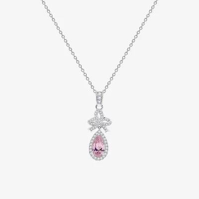 Diamonart Marilyn Monroe Womens Pink Cubic Zirconia Sterling Silver Bow 18 Inch Pendant Necklace