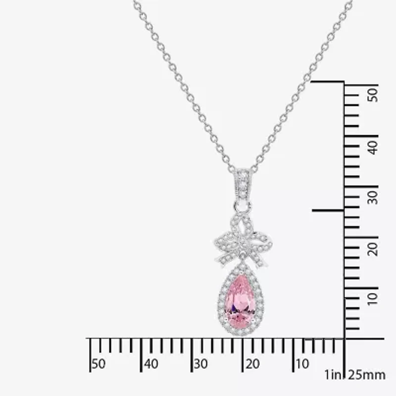 Diamonart Marilyn Monroe Womens Pink Cubic Zirconia Sterling Silver Bow 18 Inch Pendant Necklace