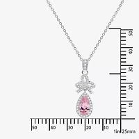 Diamonart Marilyn Monroe Womens Pink Cubic Zirconia Sterling Silver Bow 18 Inch Pendant Necklace