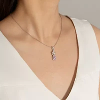 Diamonart Marilyn Monroe Womens Pink Cubic Zirconia Sterling Silver Bow 18 Inch Pendant Necklace