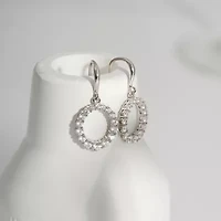 Diamonart Marilyn Monroe Womens Cubic Zirconia Sterling Silver Circle Round Drop Earrings