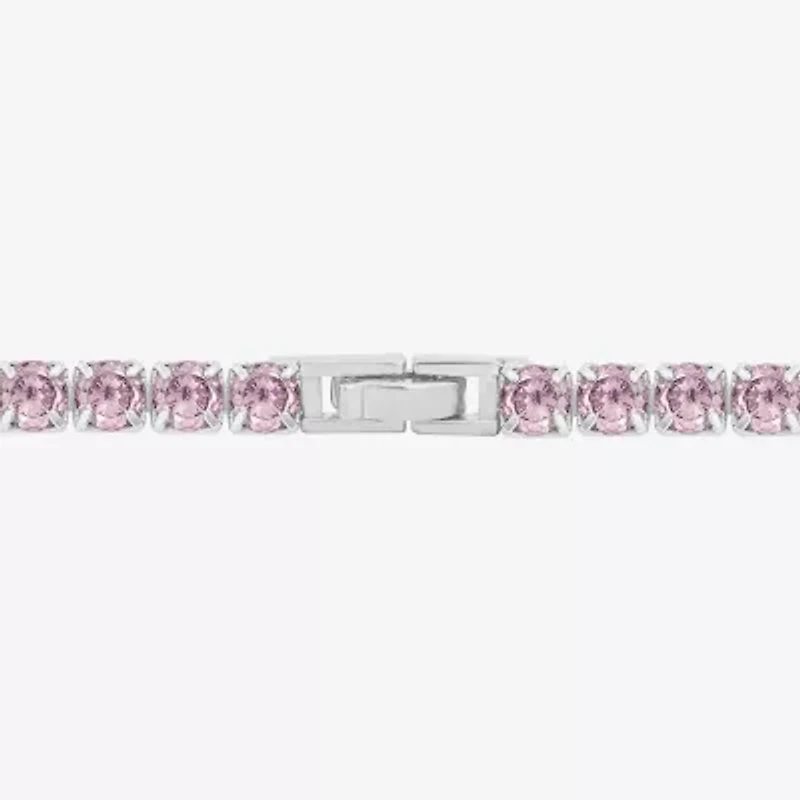 Diamonart Marilyn Monroe Womens Pink Cubic Zirconia Sterling Silver 7.25 Inch Tennis Bracelet
