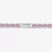 Diamonart Marilyn Monroe Womens Pink Cubic Zirconia Sterling Silver 7.25 Inch Tennis Bracelet