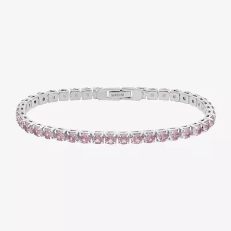 Diamonart Marilyn Monroe Womens Pink Cubic Zirconia Sterling Silver 7.25 Inch Tennis Bracelet
