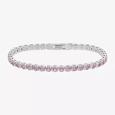 Diamonart Marilyn Monroe Womens Pink Cubic Zirconia Sterling Silver 7.25 Inch Tennis Bracelet