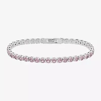 Diamonart Marilyn Monroe Womens Pink Cubic Zirconia Sterling Silver 7.25 Inch Tennis Bracelet