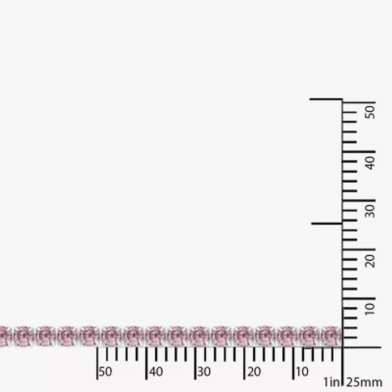 Diamonart Marilyn Monroe Womens Pink Cubic Zirconia Sterling Silver 7.25 Inch Tennis Bracelet