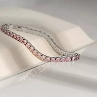 Diamonart Marilyn Monroe Womens Pink Cubic Zirconia Sterling Silver 7.25 Inch Tennis Bracelet