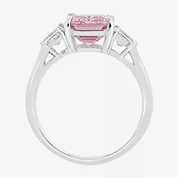 Diamonart Marilyn Monroe Womens Pink Cubic Zirconia Sterling Silver 3-Stone Cocktail Ring