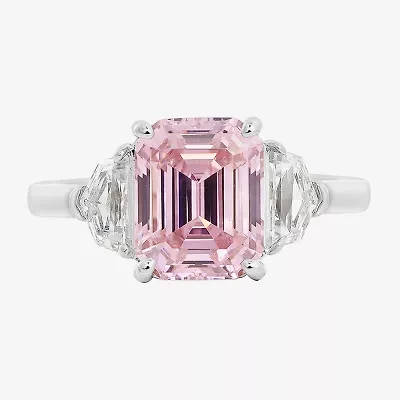 Diamonart Marilyn Monroe Womens Pink Cubic Zirconia Sterling Silver 3-Stone Cocktail Ring