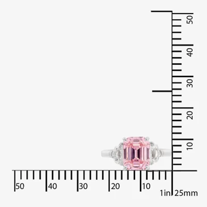 Diamonart Marilyn Monroe Womens Pink Cubic Zirconia Sterling Silver 3-Stone Cocktail Ring
