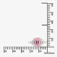 Diamonart Marilyn Monroe Womens Pink Cubic Zirconia Sterling Silver 3-Stone Cocktail Ring