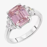 Diamonart Marilyn Monroe Womens Pink Cubic Zirconia Sterling Silver 3-Stone Cocktail Ring