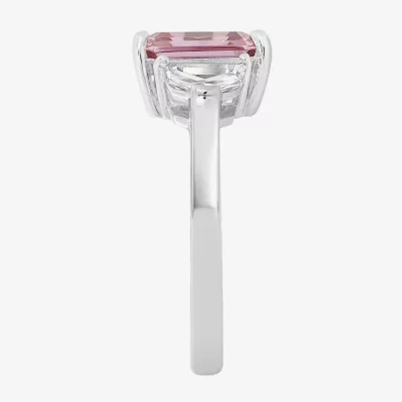 Diamonart Marilyn Monroe Womens Pink Cubic Zirconia Sterling Silver 3-Stone Cocktail Ring