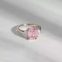 Diamonart Marilyn Monroe Womens Pink Cubic Zirconia Sterling Silver 3-Stone Cocktail Ring