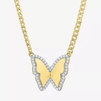 Diamond Addiction (G-H Womens 1/4 CT. T.W. Lab Grown White Diamond 14K Gold Over Silver Sterling Silver Butterfly 16 Inch Pendant Necklace