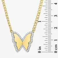 Diamond Addiction (G-H Womens 1/4 CT. T.W. Lab Grown White Diamond 14K Gold Over Silver Sterling Silver Butterfly 16 Inch Pendant Necklace