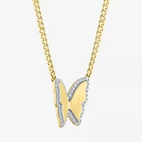 Diamond Addiction (G-H Womens 1/4 CT. T.W. Lab Grown White Diamond 14K Gold Over Silver Sterling Silver Butterfly 16 Inch Pendant Necklace