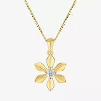 Flower (Gh / Si2 I1) Womens 1/10 CT. T.W. Lab Grown White Diamond 14K Gold Over Silver Flower 18 Inch Pendant Necklace
