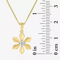 Flower (Gh / Si2 I1) Womens 1/10 CT. T.W. Lab Grown White Diamond 14K Gold Over Silver Flower 18 Inch Pendant Necklace