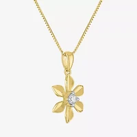 Flower (Gh / Si2 I1) Womens 1/10 CT. T.W. Lab Grown White Diamond 14K Gold Over Silver Flower 18 Inch Pendant Necklace