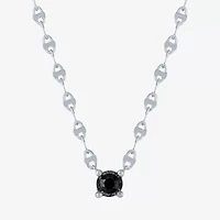 Diamond Addiction Womens 1/10 CT. T.W. Natural Black Diamond Sterling Silver Round 16 Inch Pendant Necklace