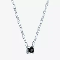 Diamond Addiction Womens 1/10 CT. T.W. Natural Black Diamond Sterling Silver Round 16 Inch Pendant Necklace