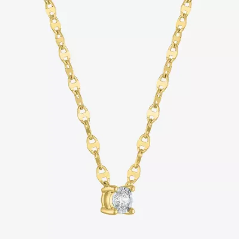 Diamond Addiction (G-H, Si2-I1) Womens 1/10 CT. T.W. Lab Grown White Diamond 14K Gold Over Silver Round 16 Inch Pendant Necklace