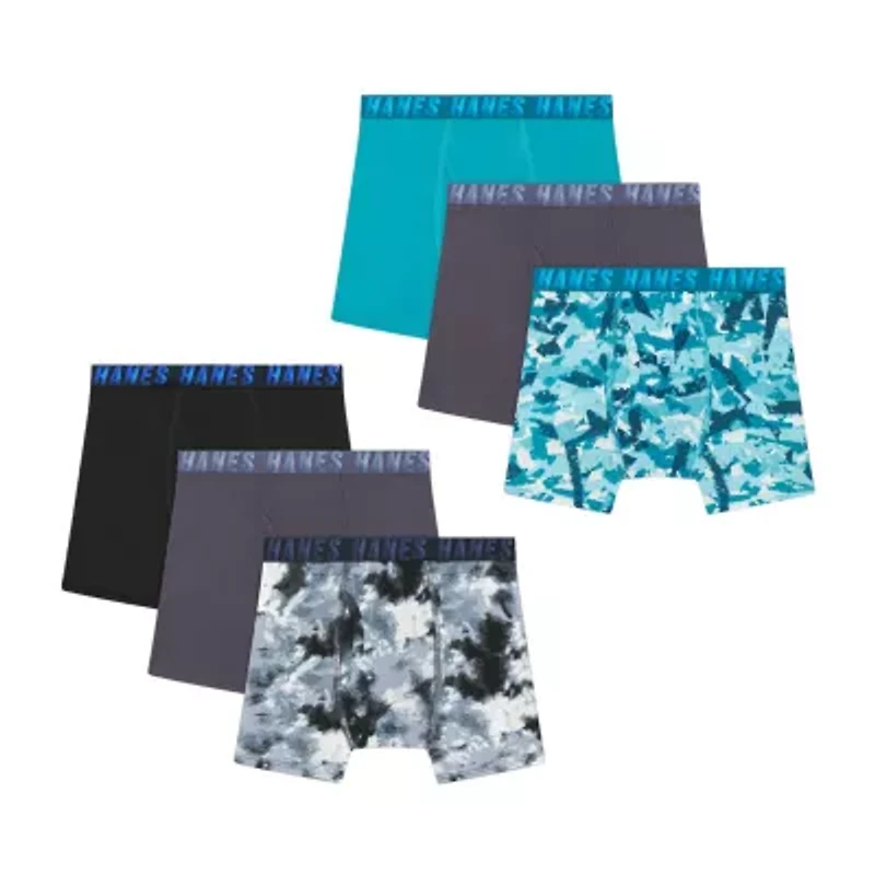 Hanes Moves Stretch Bonus Pack Little & Big Kid Boys 6 Boxer Briefs Bu9xb6