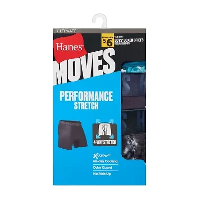 Hanes Moves Stretch Bonus Pack Little & Big Kid Boys 6 Boxer Briefs