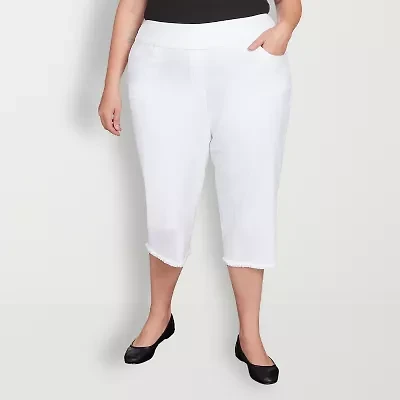 Alfred Dunner Classics Womens Plus Straight Capri Pant