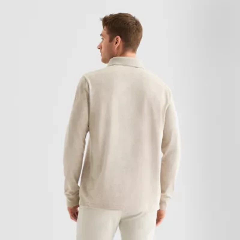 St. John's Bay Super Soft Jersey Mens Classic Fit Long Sleeve Polo Shirt