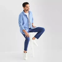 St. John's Bay Poplin Mens Long Sleeve Classic Fit Button-Down Shirt