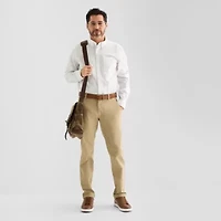 St. John's Bay Poplin Mens Long Sleeve Classic Fit Button-Down Shirt