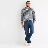 mutual weave Mens Long Sleeve Plaid Poplin Button-Down Shirt