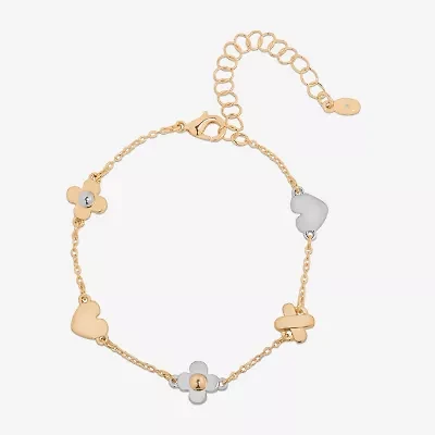 Bijoux Bar Womens 7.5 Inch Solid Link Heart Chain Bracelet