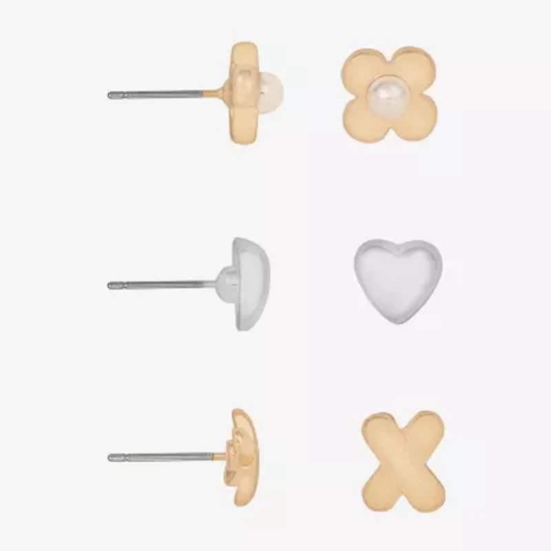 Bijoux Bar Womens Heart 3 Pair Earring Set