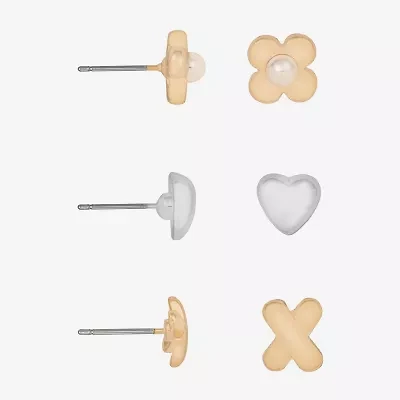 Bijoux Bar Womens Heart 3 Pair Earring Set