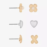 Bijoux Bar Womens Heart 3 Pair Earring Set