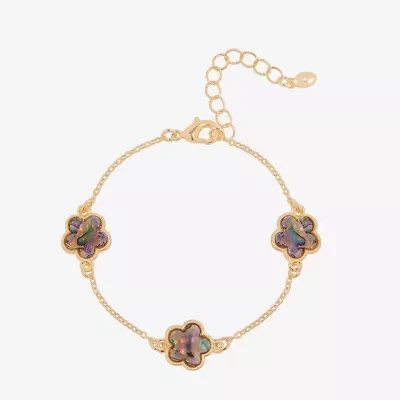 Bijoux Bar Womens 7.5 Inch Solid Link Flower Chain Bracelet