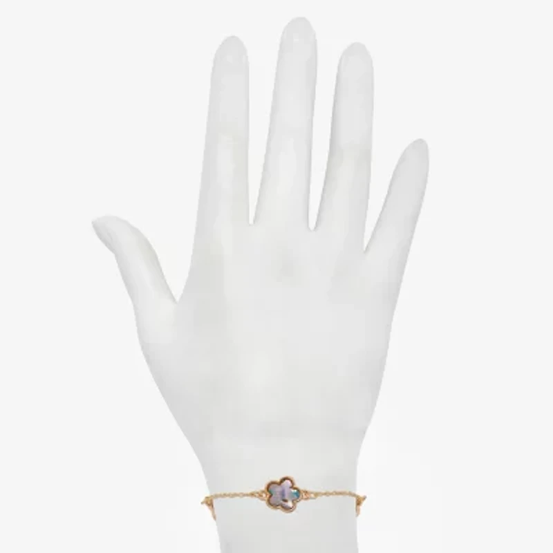 Bijoux Bar Womens 7.5 Inch Solid Link Flower Chain Bracelet