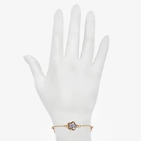 Bijoux Bar Womens 7.5 Inch Solid Link Flower Chain Bracelet