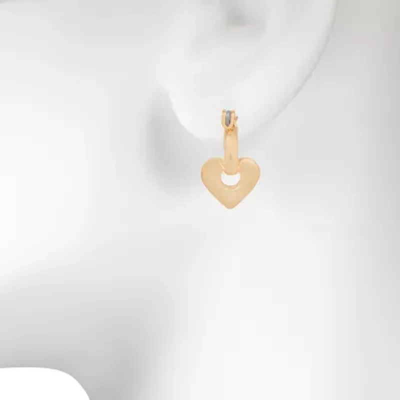 Bijoux Bar Womens 18.5mm Heart Hoop Earrings